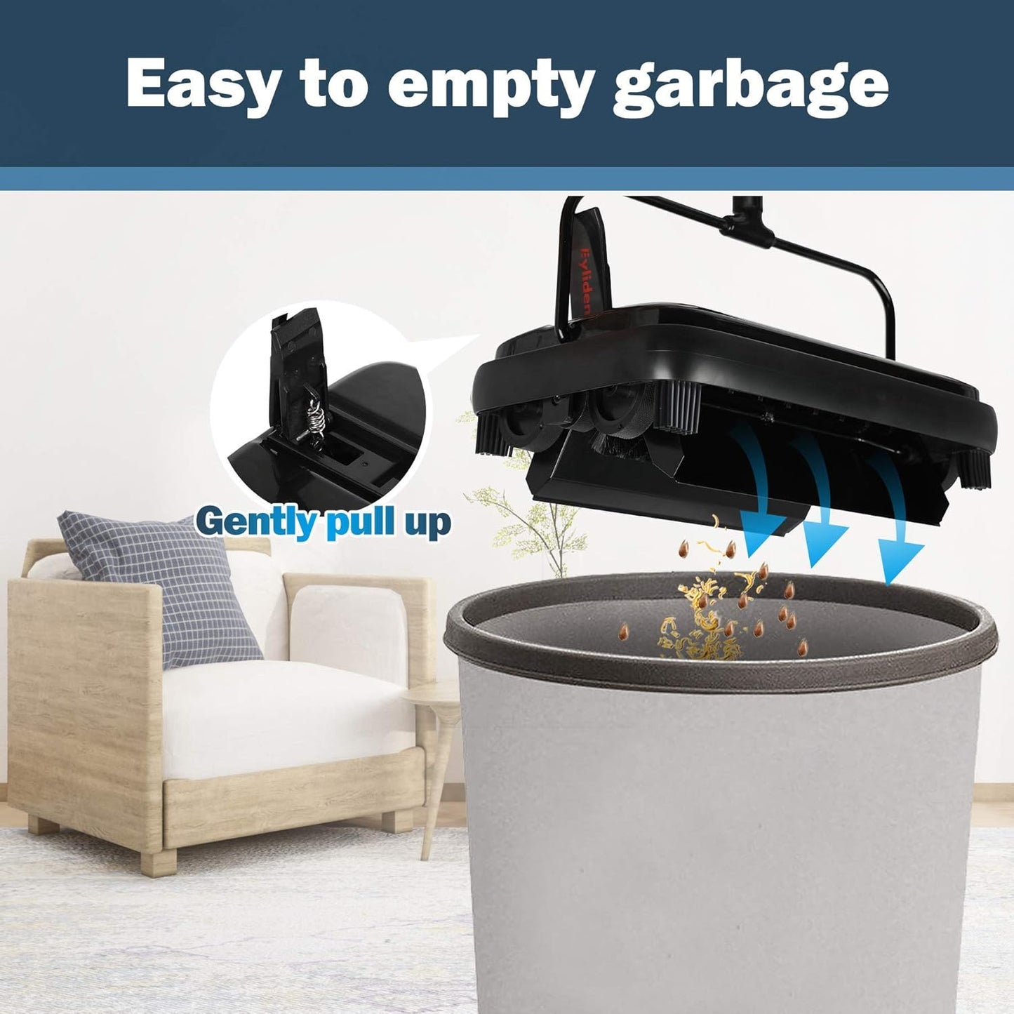 Eyliden Carpet Sweeper, Mini Size Lightweight Hand Push - No Noise, Non-Electric, Easy Manual
