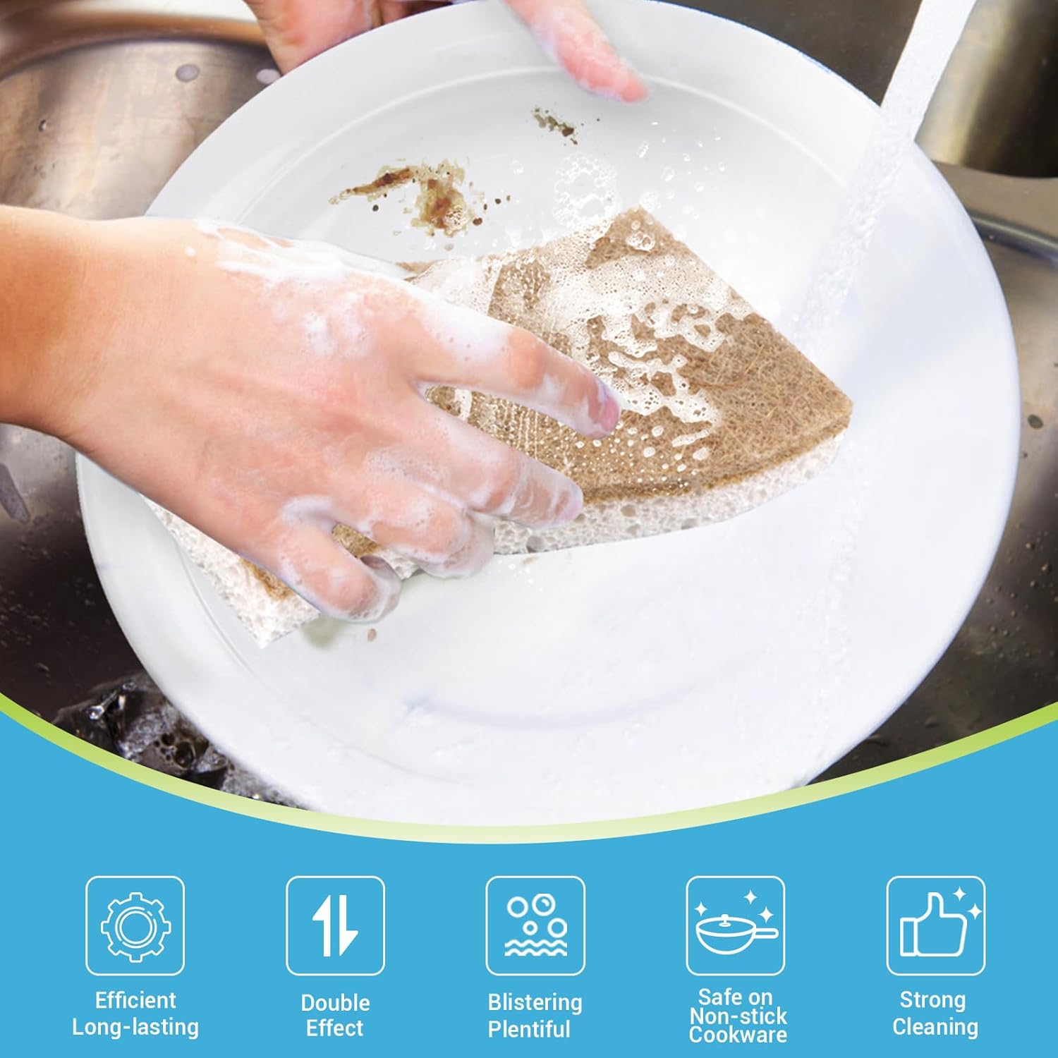 AIDEA XL Sponges Kitchen, 12Count, Non-Scratch Scrub Sponge, Large Natural Sponge for Non Stick