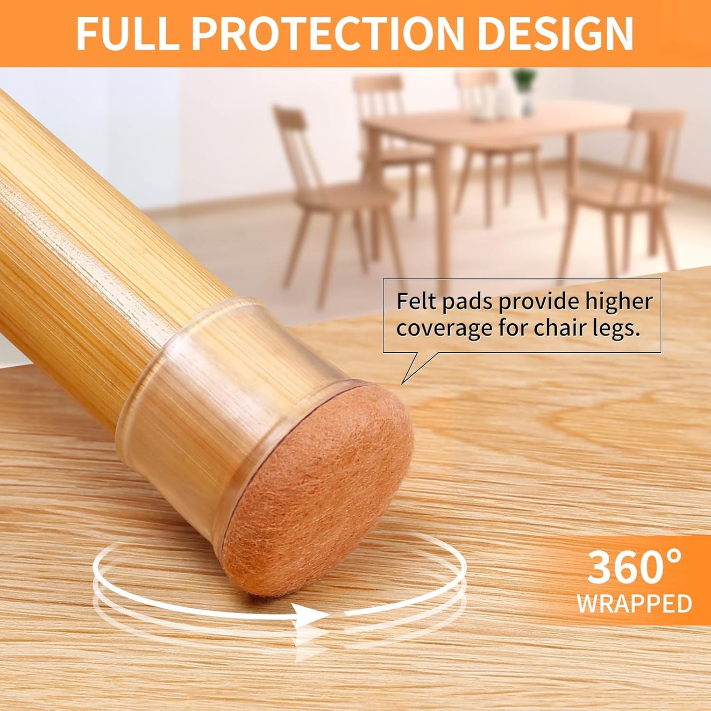 Ezprotekt 24 Pcs Extra Large Chair Leg Protectors with Felt, Round Chair Leg Caps, Floor Protectors