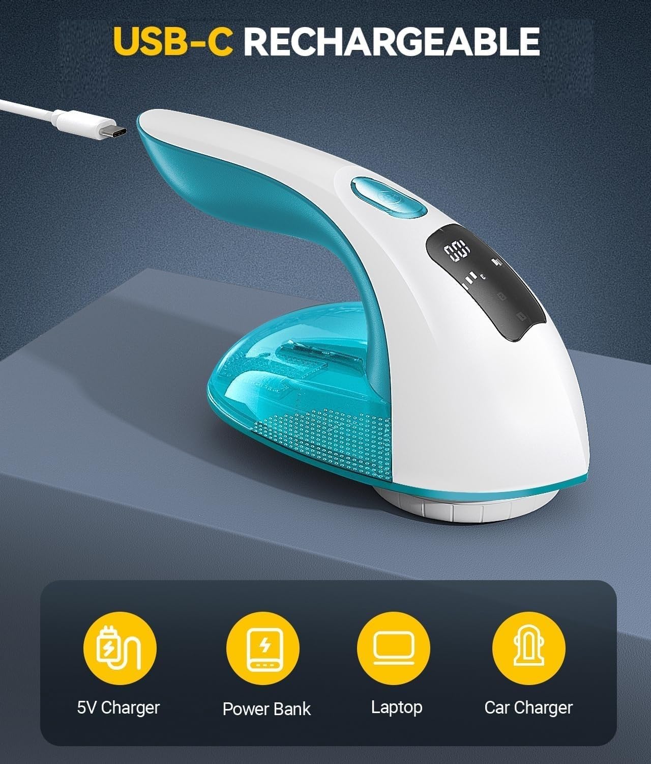Rechargeable Fabric Shaver and Lint Remover, 3-Speed Adjustable Sweater Shaver with 6-Leaf