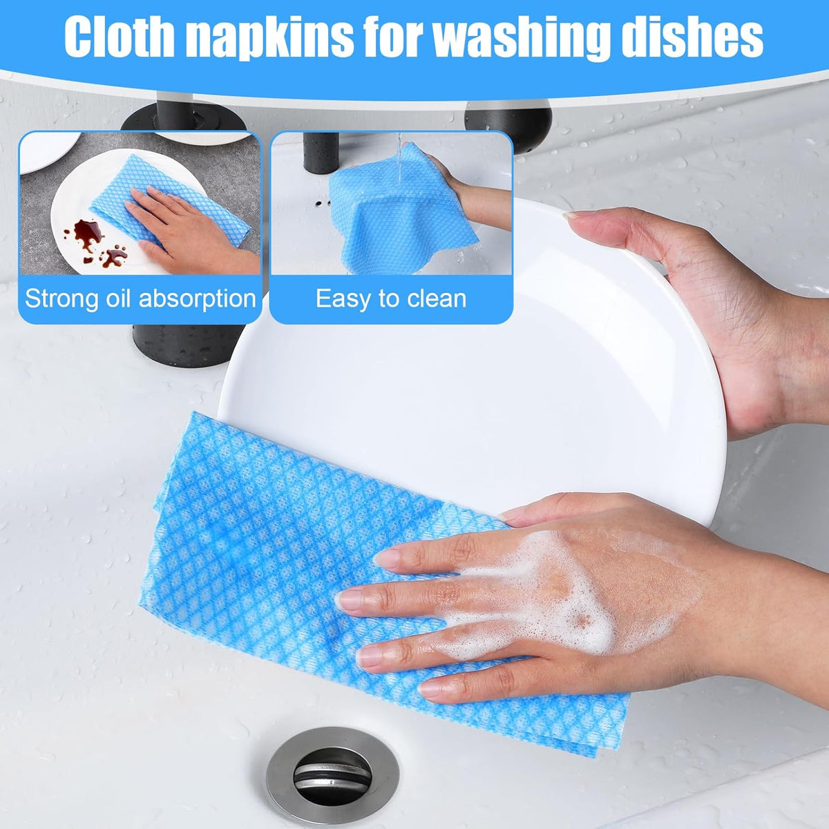JIEYAO 300 Pcs Disposable Dish Cloths, Non-Woven Cleaning Towels Reusable Kitchen Handy Wipes