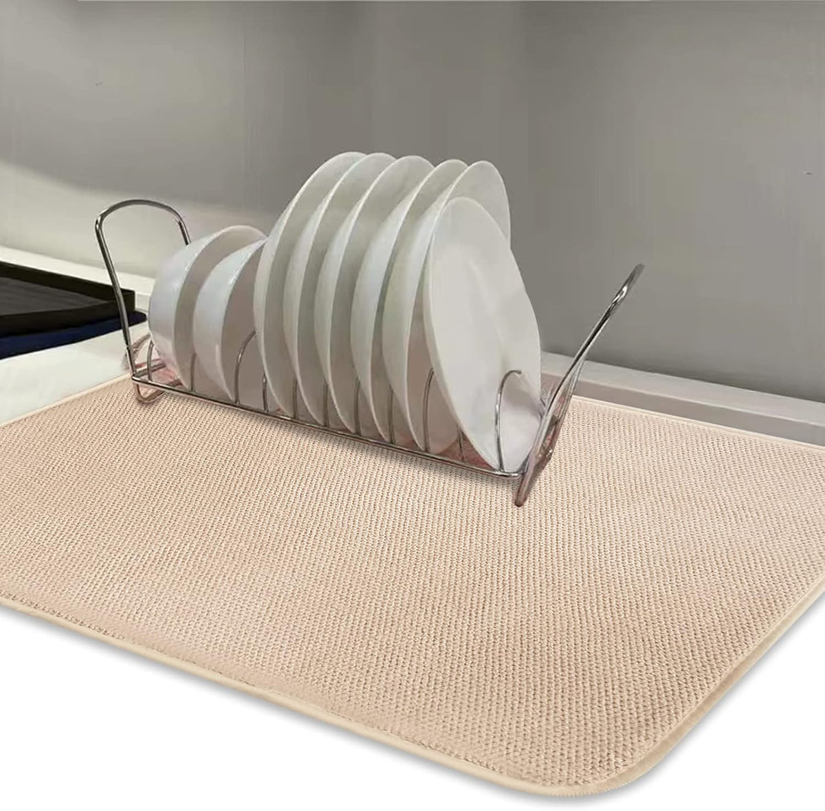 Dish Drying Mats for Kitchen Counter, 2 Pack Dish Drying Pads Dish Rack Mat Drying Pink Kitchen Mat