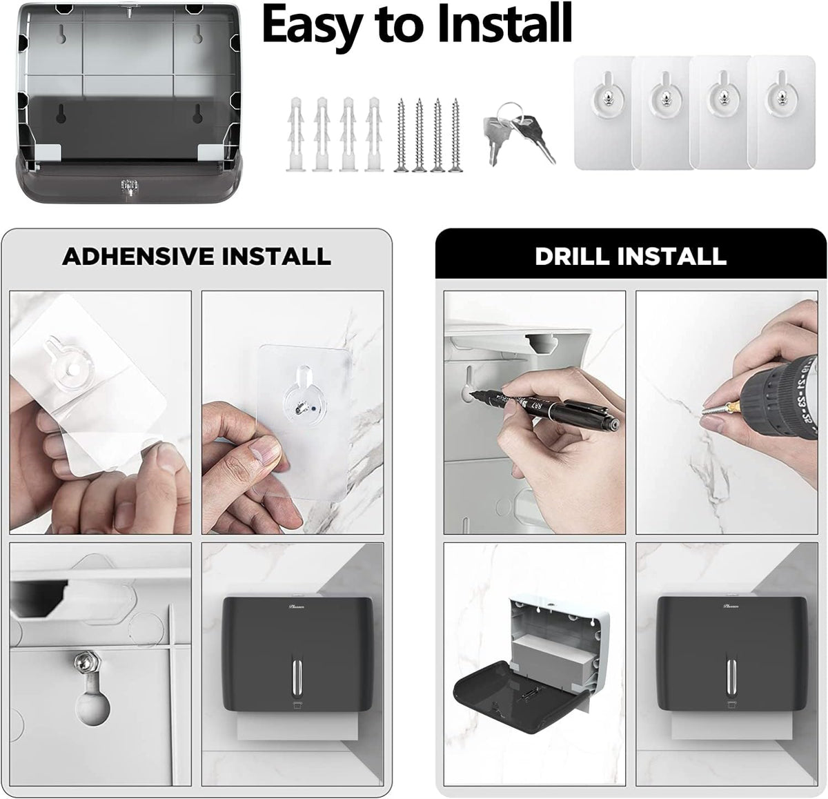 Trifold Paper Towel Dispenser Black Pearl Premium Grade 10⅞” Length X 8¼” High X 3¾” High for