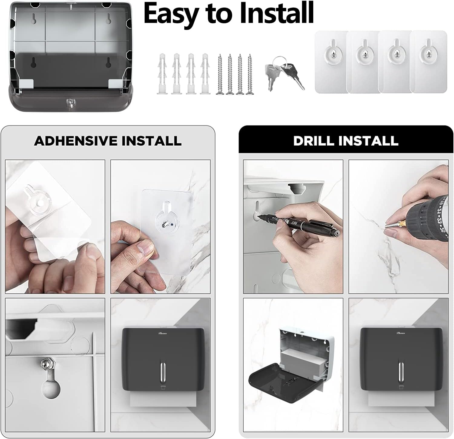 Trifold Paper Towel Dispenser Black Pearl Premium Grade 10⅞” Length X 8¼” High X 3¾” High for