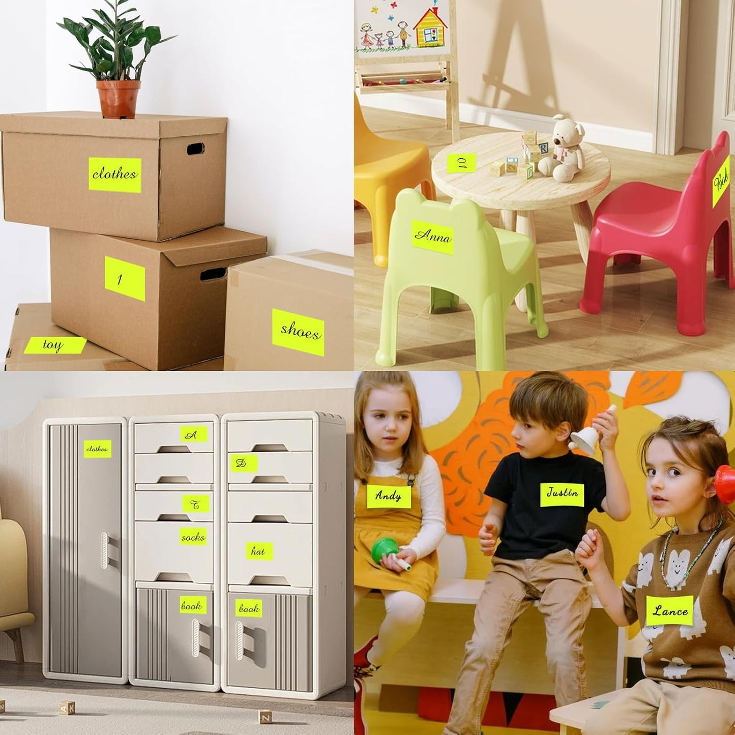 STARLIBOO Neon Colored Labels Stickers 3 x 2 Inch, Rectangle Moving Labels Stickers, 250Pcs Garage
