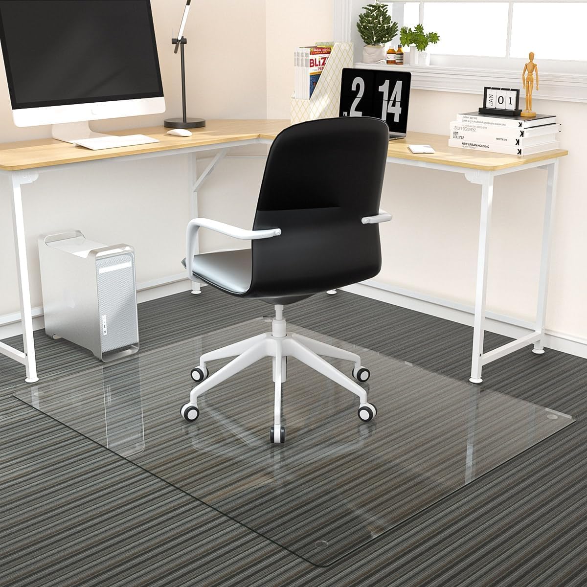 Tempered Glass Floor Mat for Office Chair, 36" x 46" Heavy Duty Hard Office Chair Mat, for Carpeted