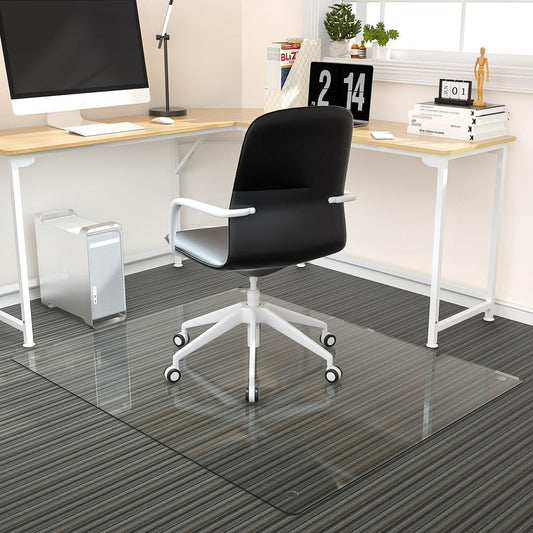 Tempered Glass Floor Mat for Office Chair, 36" x 46" Heavy Duty Hard Office Chair Mat, for Carpeted