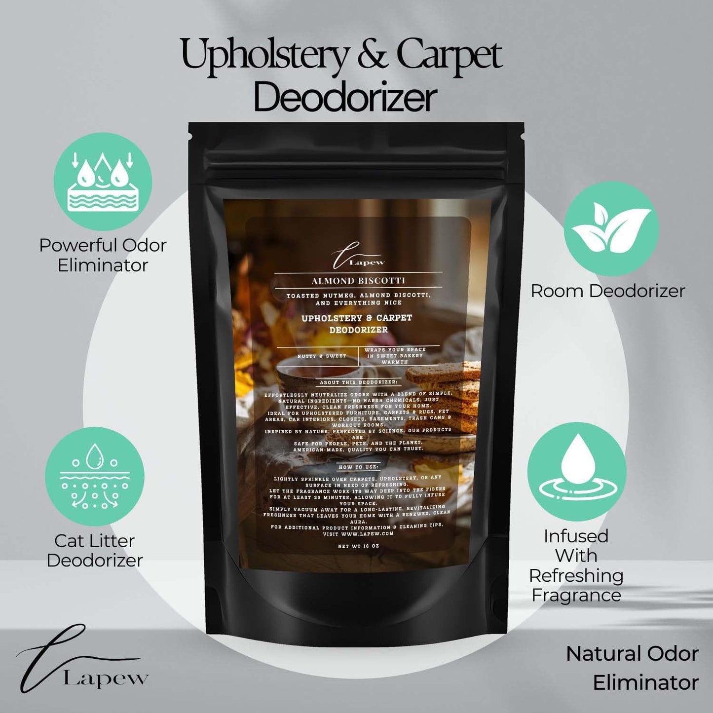 Almond Biscotti Carpet Freshener Powder: Powerful Odor Eliminator for Home, Upholstery Deodorizer