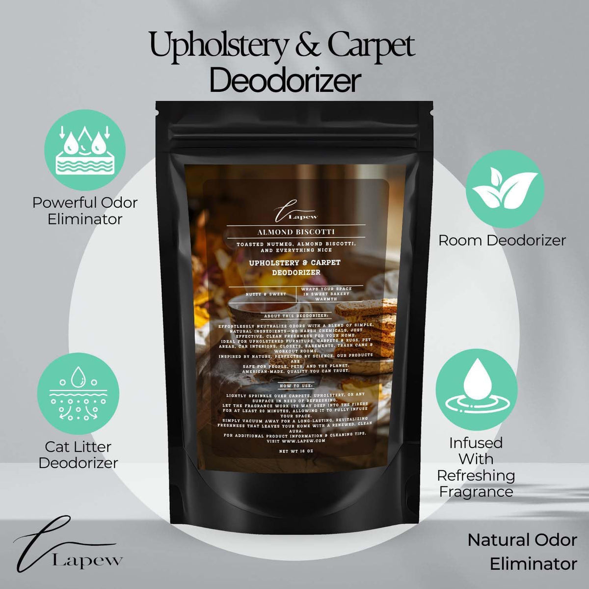 Almond Biscotti Carpet Freshener Powder: Powerful Odor Eliminator for Home, Upholstery Deodorizer