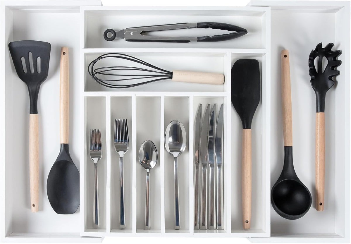 KitchenEdge Premium Silverware, Flatware and Utensil Organizer for Kitchen Drawers, Food-Safe