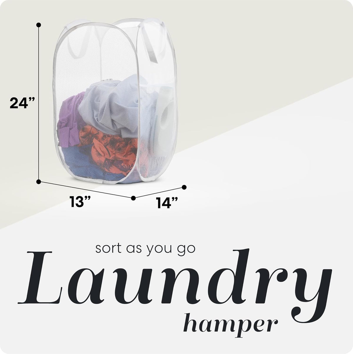 Handy Laundry Collapsible Mesh Pop Up Hamper with Wide Opening and Side Pocket - Breathable