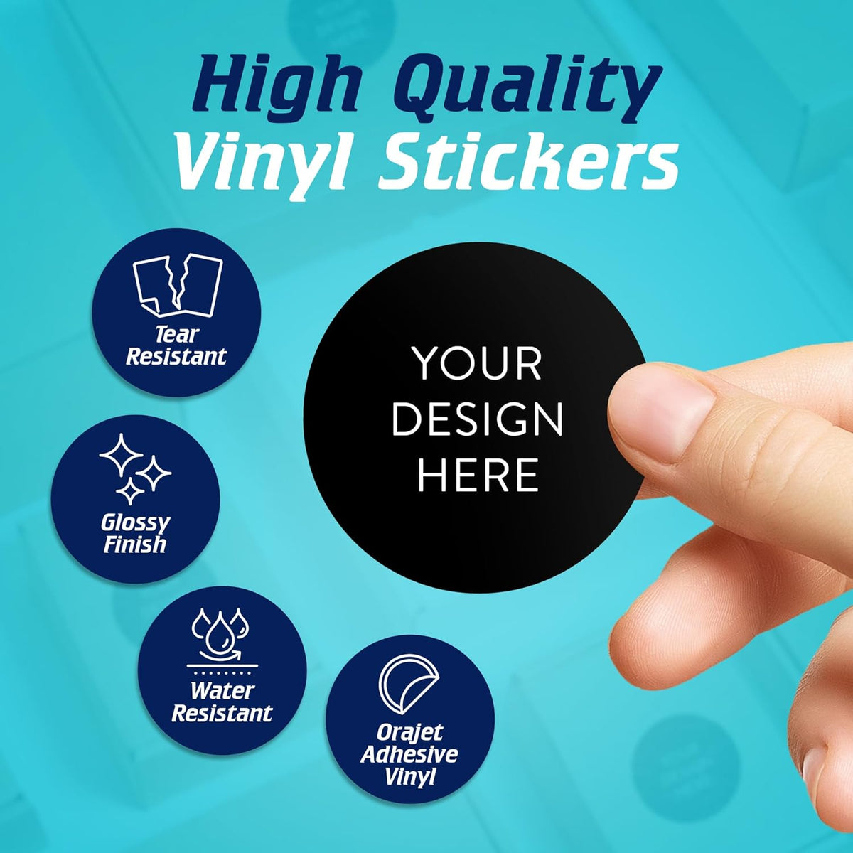 5-1000 Custom Vinyl Stickers - Upload Your own Image, Text, Design, Logo - Personalized Logo Labels