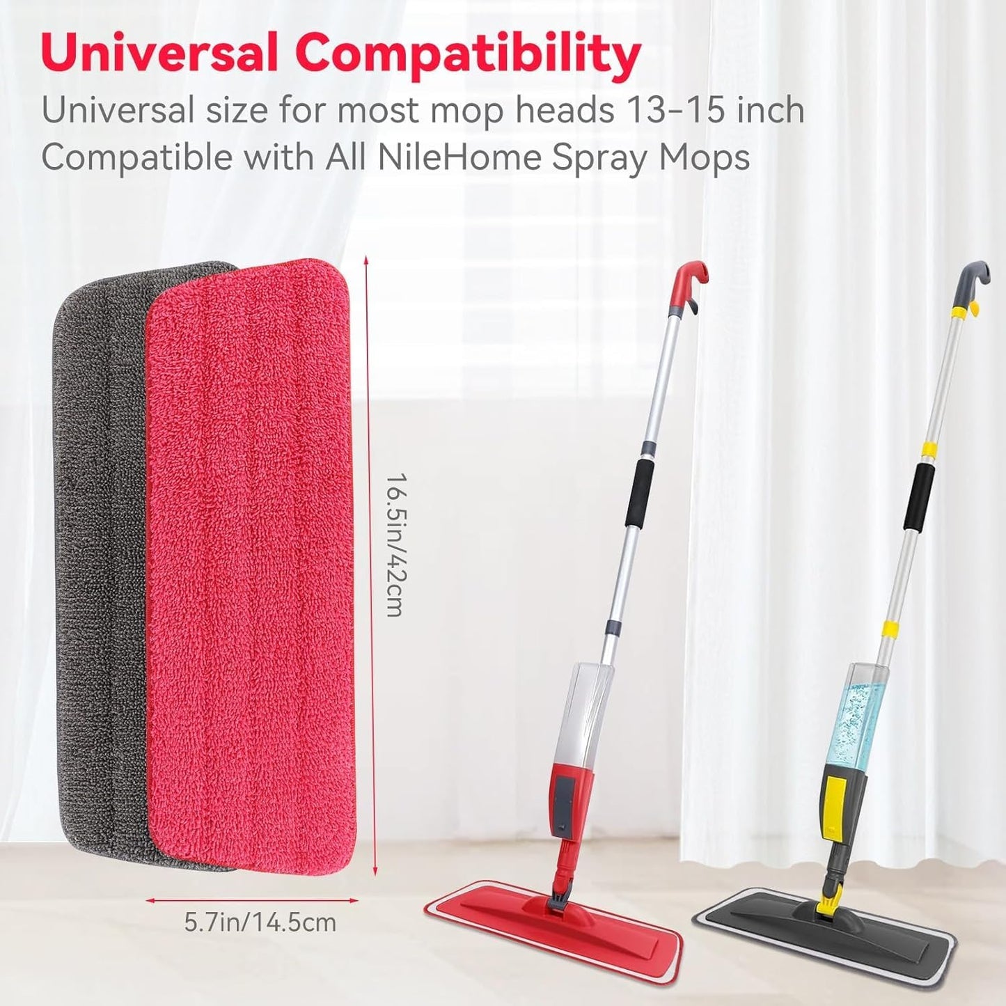 16.5 inch Microfiber Mop Pads for Rubbermaid Reveal Spray Mop and Any 16.5" Flat Mop - 10 Pack