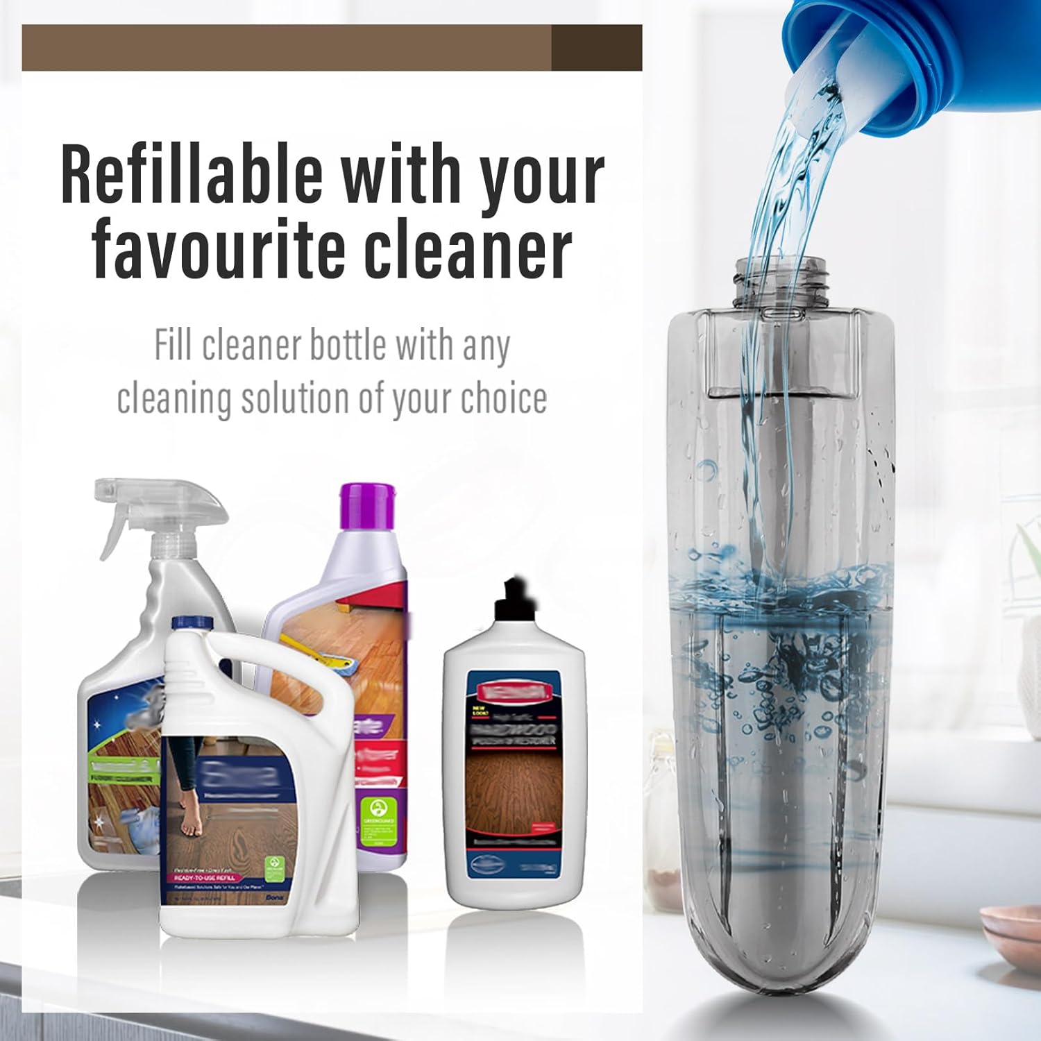 Mops for Floor Cleaning, 50 inch Spray Mop with 400ml Refillable Bottle and 2 Replacement Pads Dry