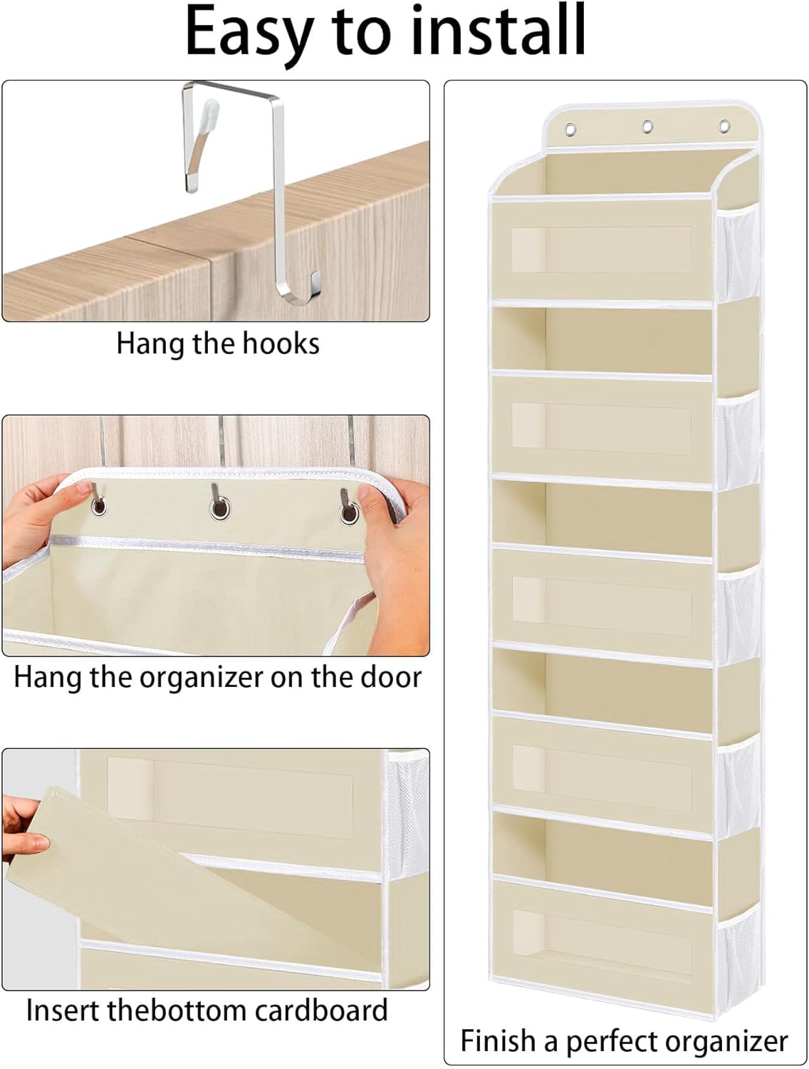 Over The Door Organizer, 5 Shelves Closet Door Hanging Organizer with 10 Mesh Pockets, Nursery