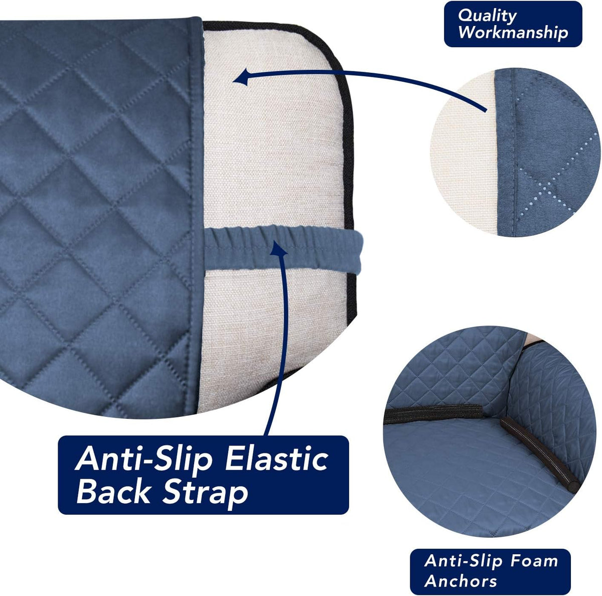 PureFit Reversible Quilted Sofa Cover, Water Resistant Slipcover Furniture Protector, Washable