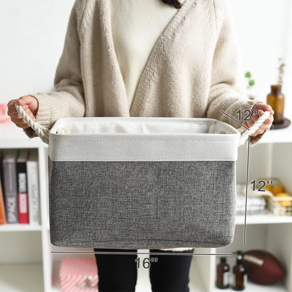 TheWarmHome Organization and Storage Basket for Organizing - 3 Pack 16x12x12 inch Cube Storage Bin