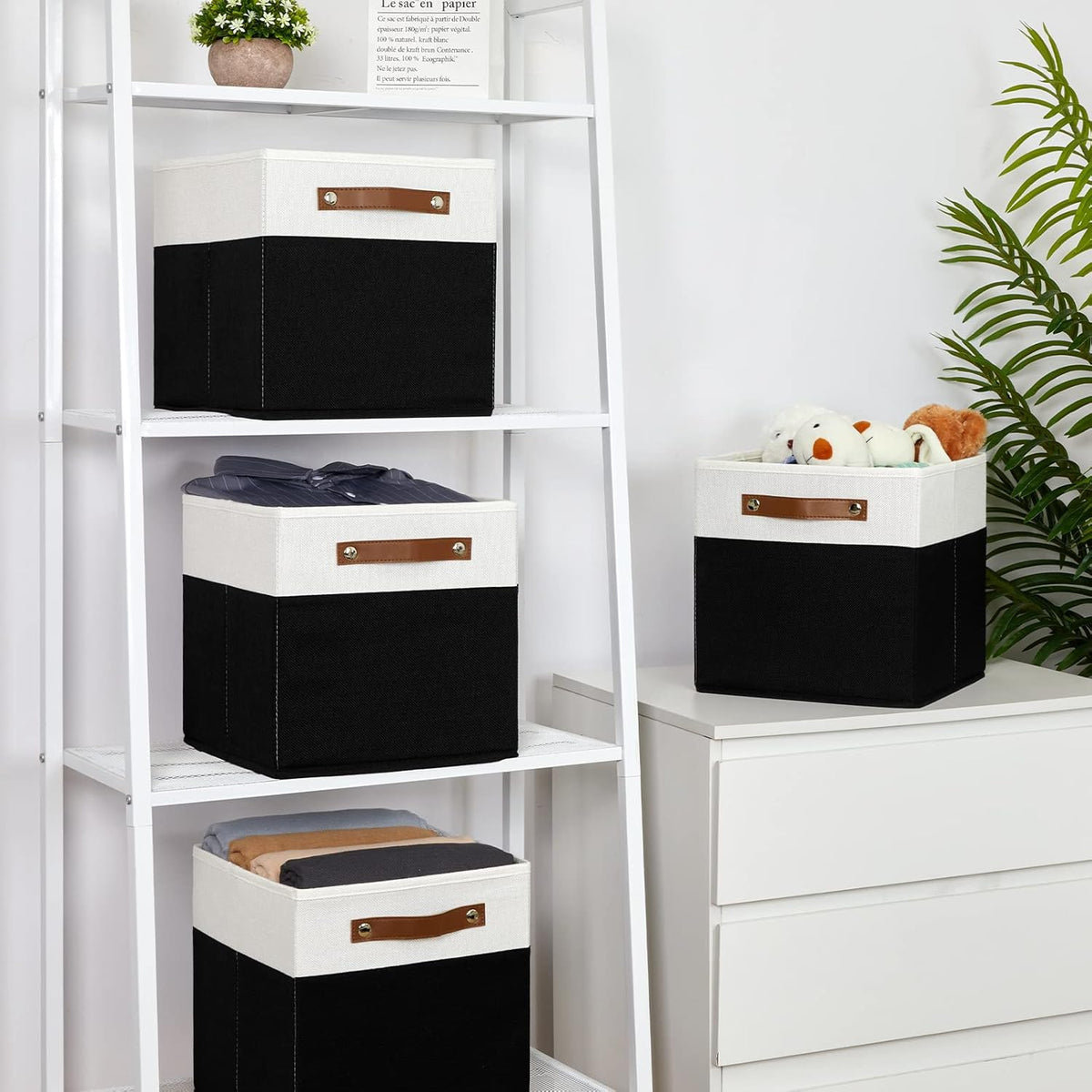Temary 11 inch Cube Storage Bin 4 Pack Fabric Storage Cubes for Home, Fabric Storage Bin Storage