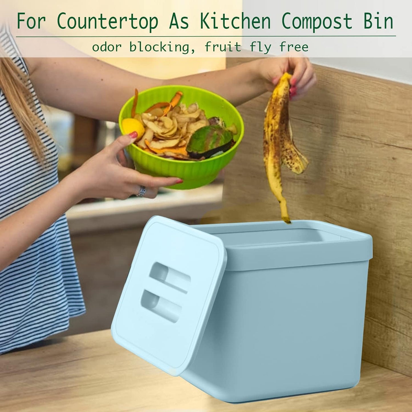 LALASTAR Kitchen Compost Bin, Hanging Trash Can with Lid for Kitchen Cabinet Door, Under Sink, Wall