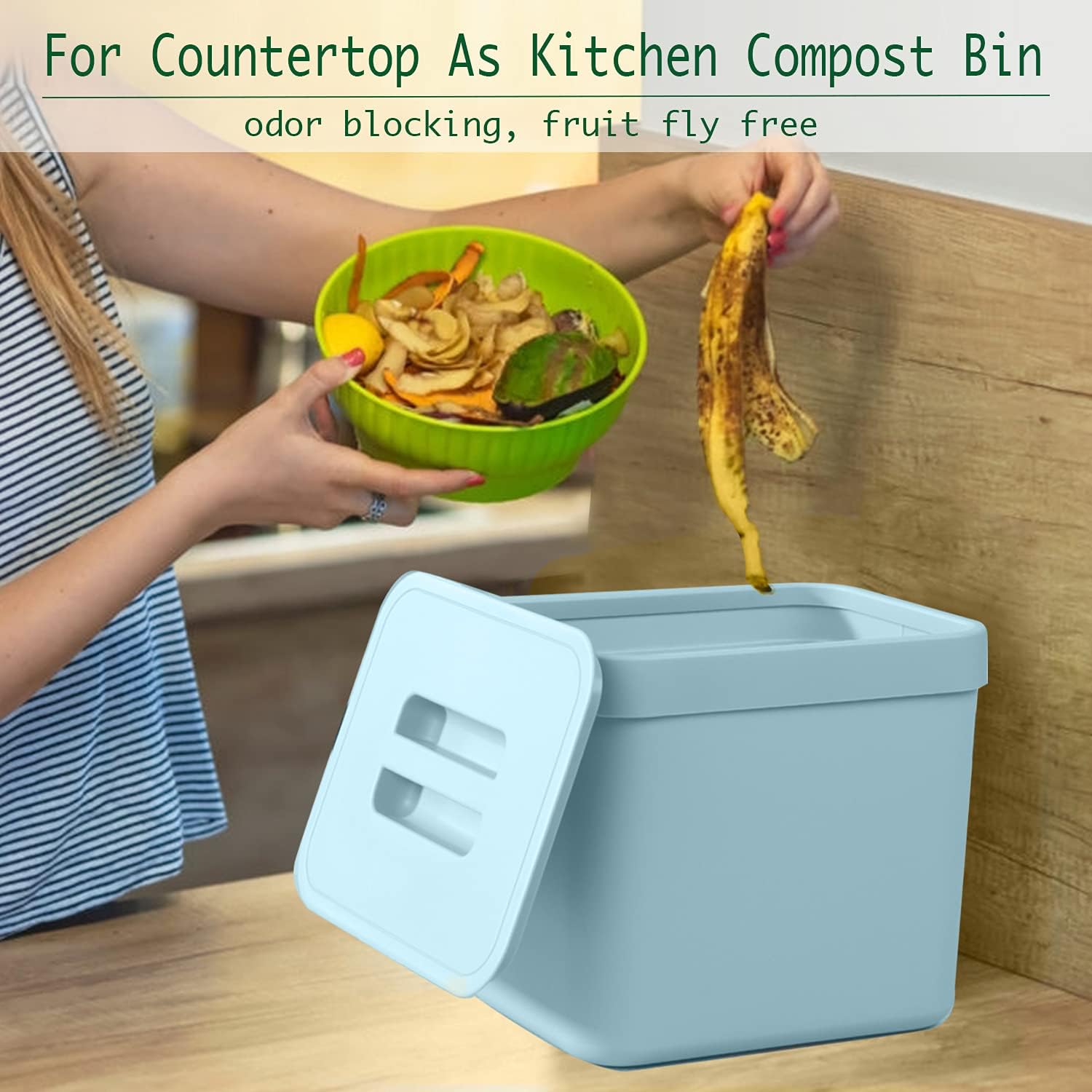 LALASTAR Kitchen Compost Bin, Hanging Trash Can with Lid for Kitchen Cabinet Door, Under Sink, Wall
