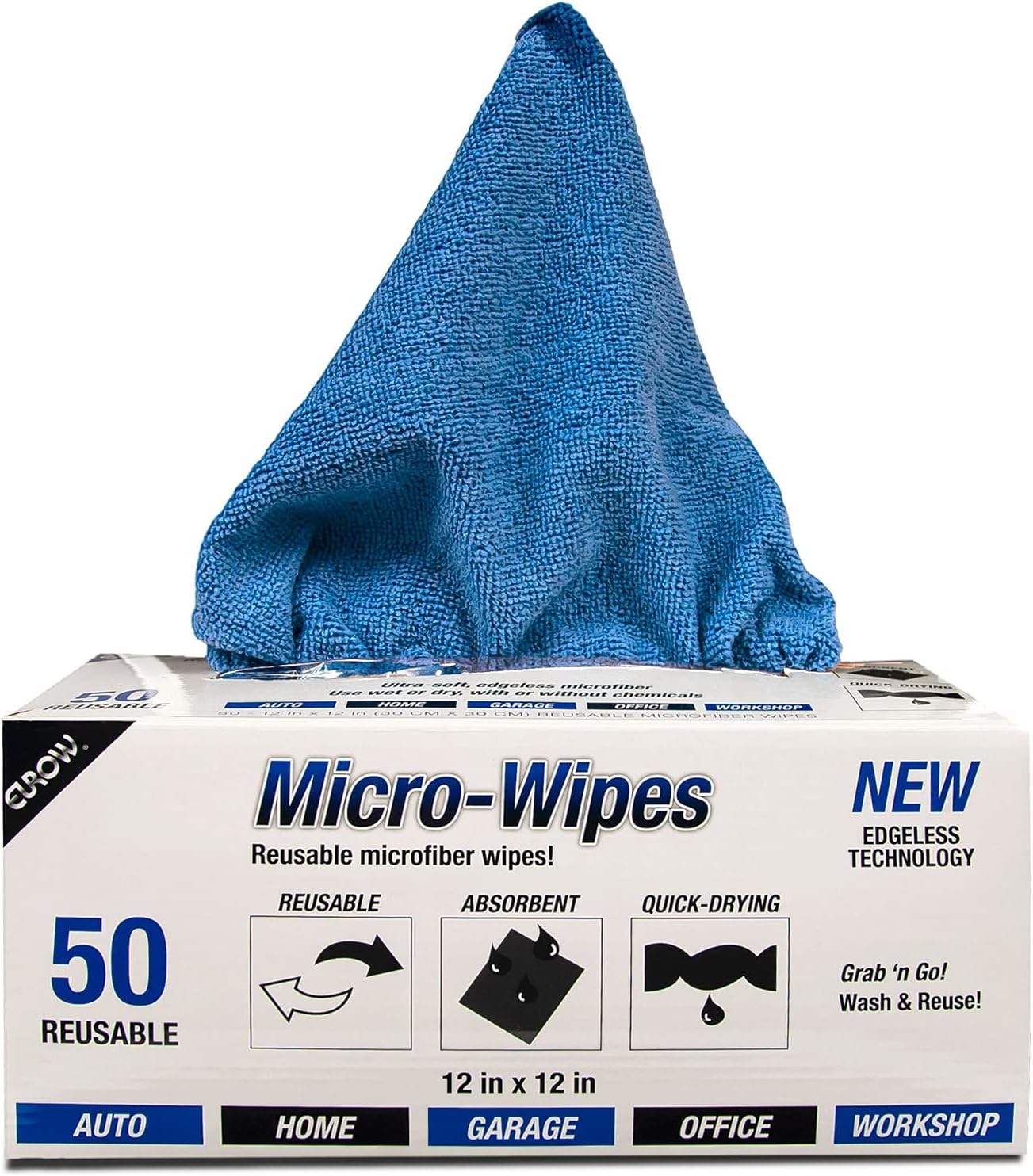 Eurow 200GSM Microfiber Cleaning and Drying Cloths with Dispenser Box, Reusable, Streak-Free