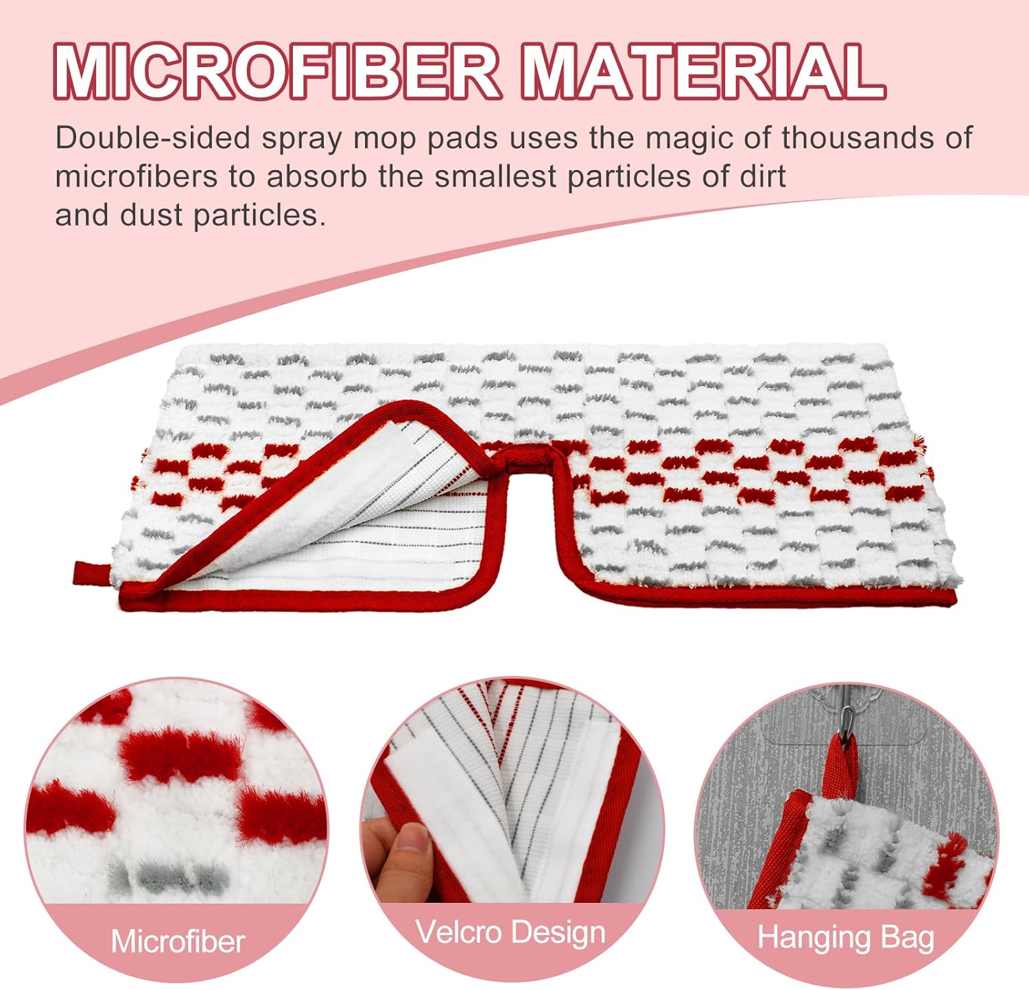 Microfiber Spray Mop Pads - Compatible with Promist MAX, Double Sided Replace Head for Dry/Wet
