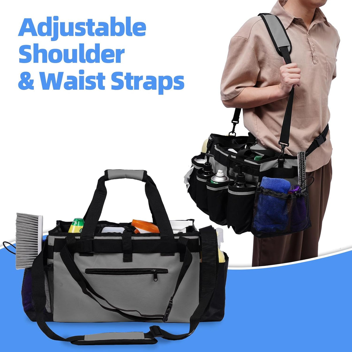 Large Cleaning Supplies Bags for Housekeepers, Professional Wearable Cleaning Supply Caddy for