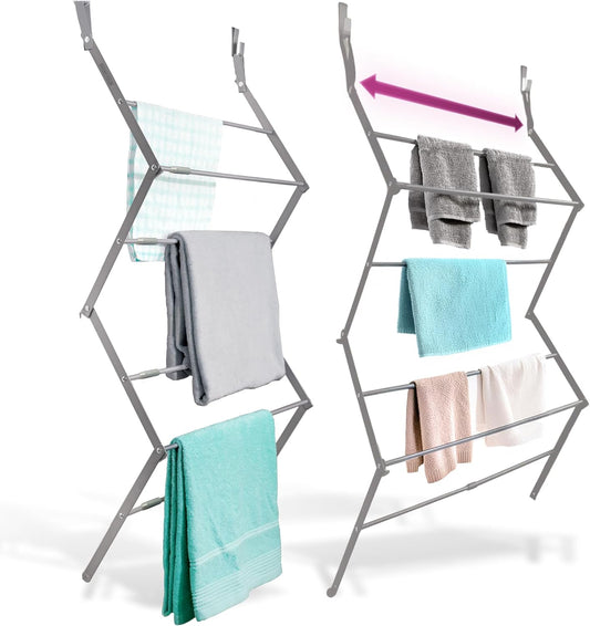 BLACK+DECKER Over The Door Expandable Telescopic Drying Rack, Clothes Organizer, Towel Hanger