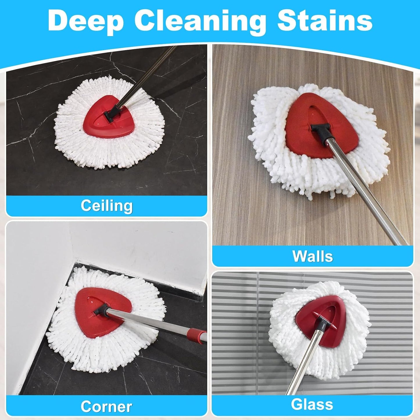Mop Replace Head for O Cedar, Mop Handle for Ocedar, Mops Heads Replacements for Ocedar Countains