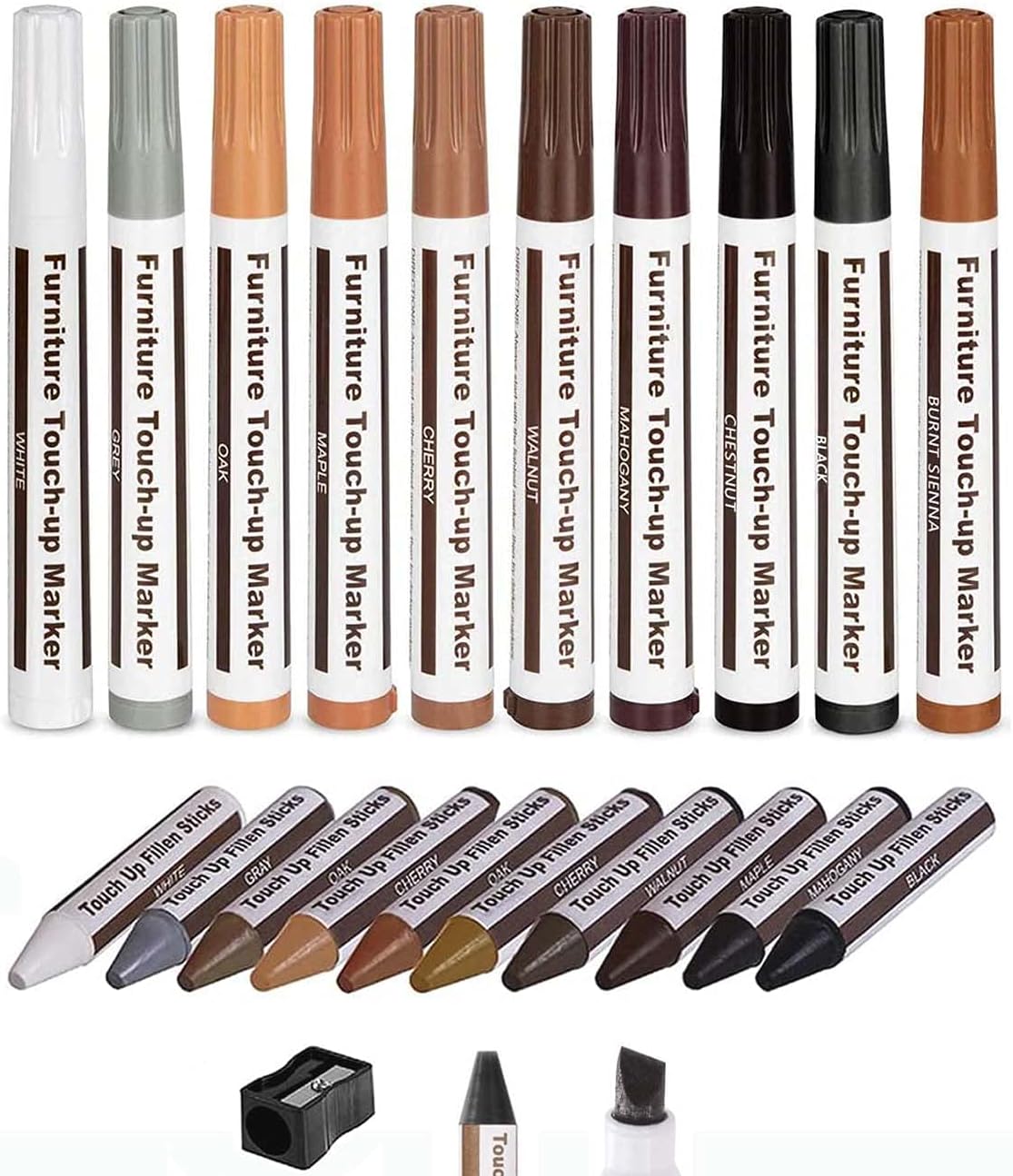 Furniture Markers Touch Up, Lifreer 21 Pcs Wood Filler Floor Scratch Repair Kits, Wood Markers and