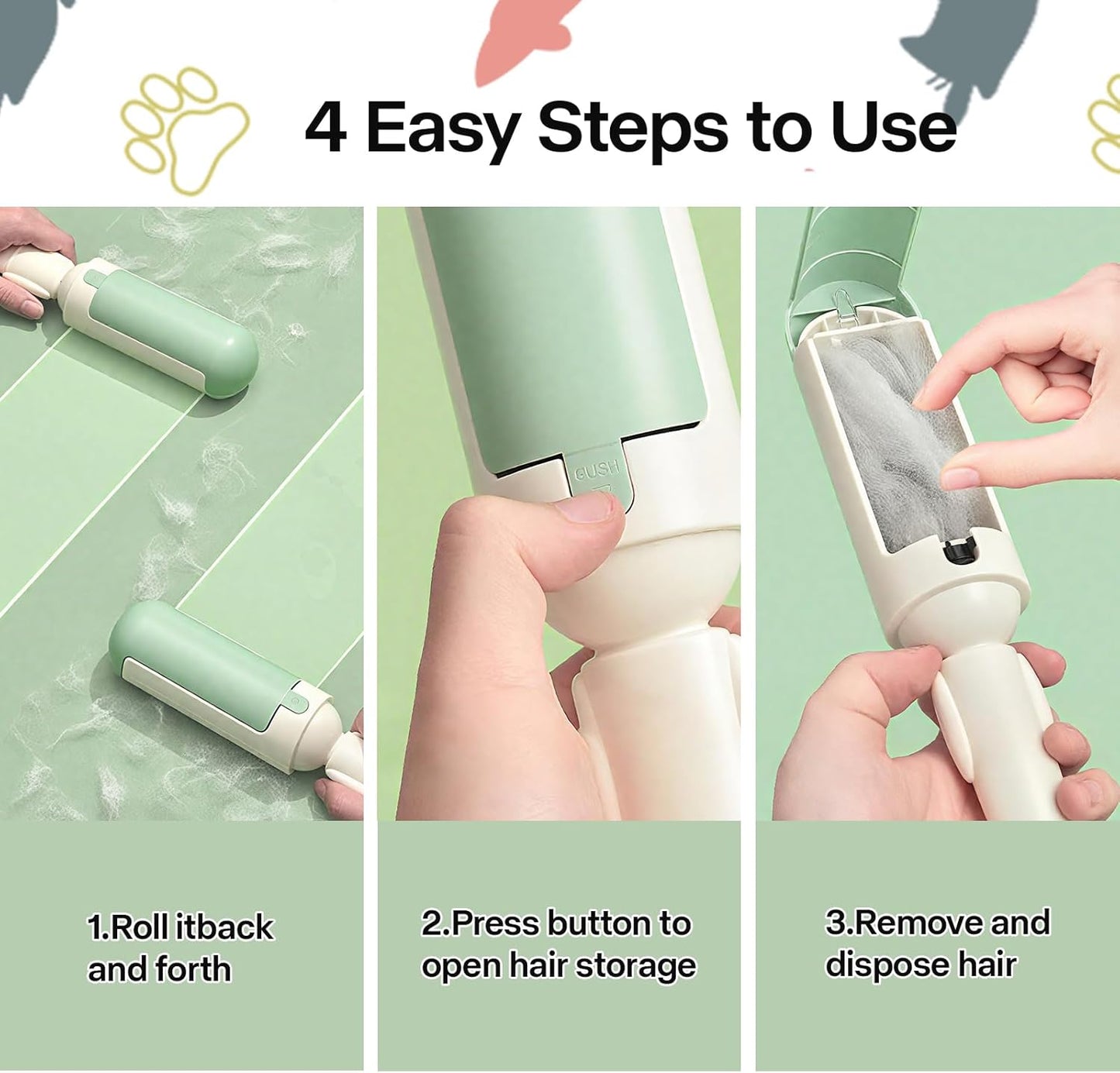 PAKEWAY 2 Pack Pet Hair Removal Tool, Reusable Dog & Cat Fur Remover with Comfy Non-Slip Handle