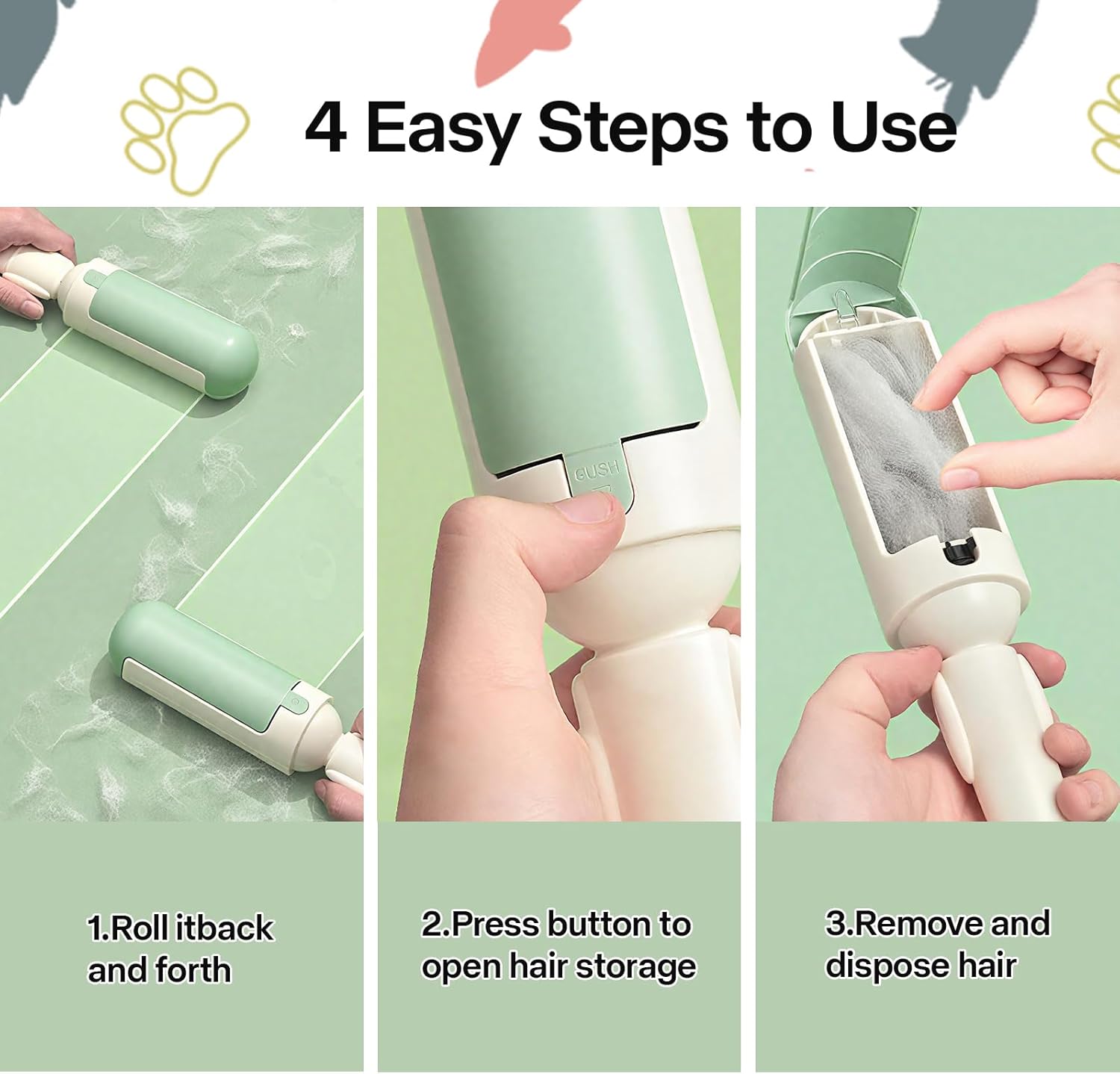 PAKEWAY 2 Pack Pet Hair Removal Tool, Reusable Dog & Cat Fur Remover with Comfy Non-Slip Handle