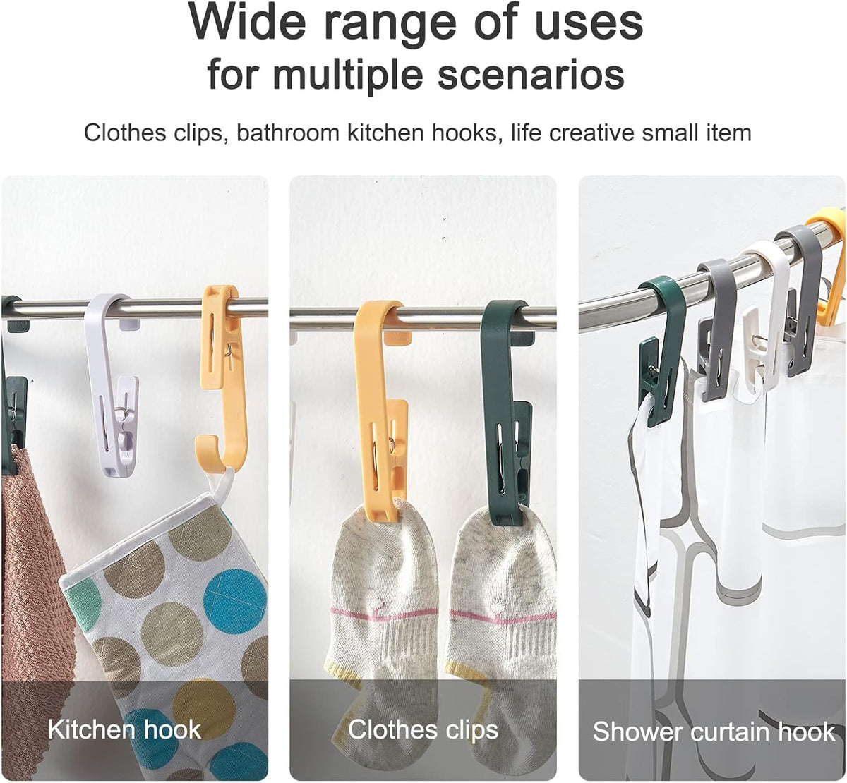 Large Clothes Pins Towel Clips, 8 Pcs Multipurpose Clothes Pins Hook, Strong Plastic Clothes