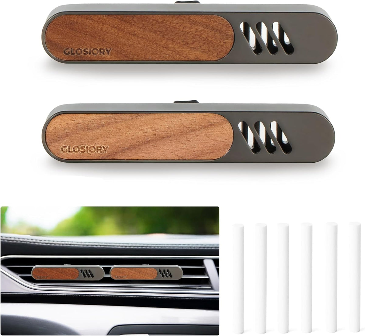 2 Packs Car Air Freshener Diffuser, Essential Oil Diffusers Vent Clip, Perfume Diffuser with 6