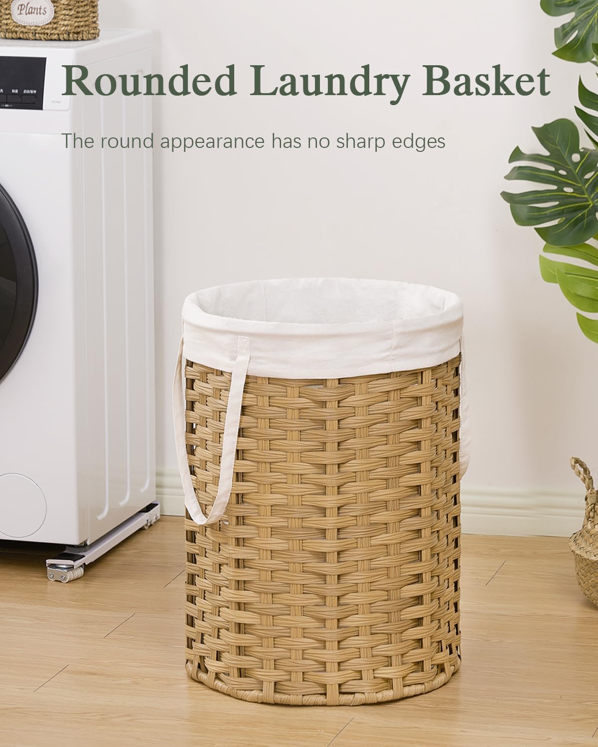 Laundry Hamper Laundry Basket Round 19.0 Gal (72 L) Handwoven Rattan Hamper, Large Wicker Hamper