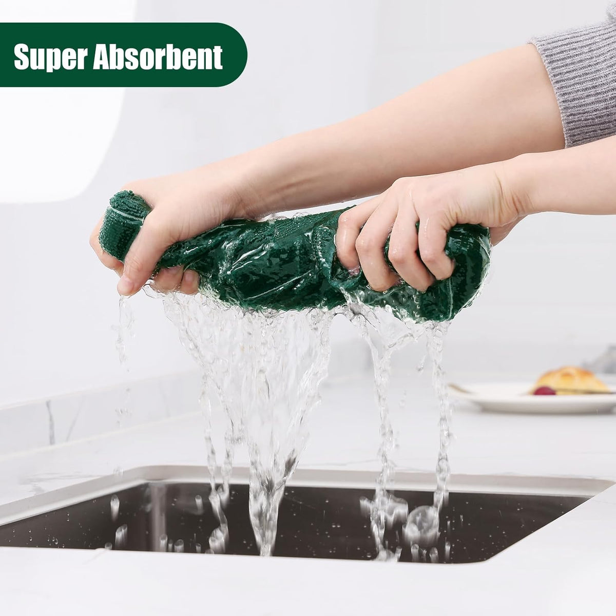 Homaxy Microfiber Kitchen Towels and Dishcloths Set, 12 Pack Soft and Absorbent Dish Hand Towels