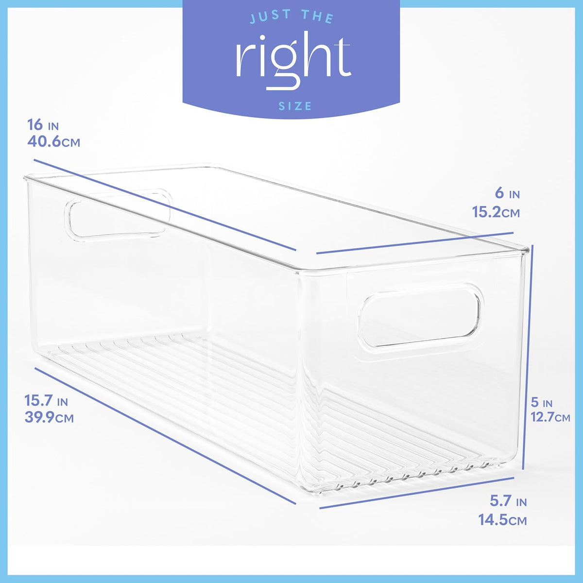 Plastic Food Storage 4 Pack Clear Container Bin with Handles for Organizing Kitchen, Pantry