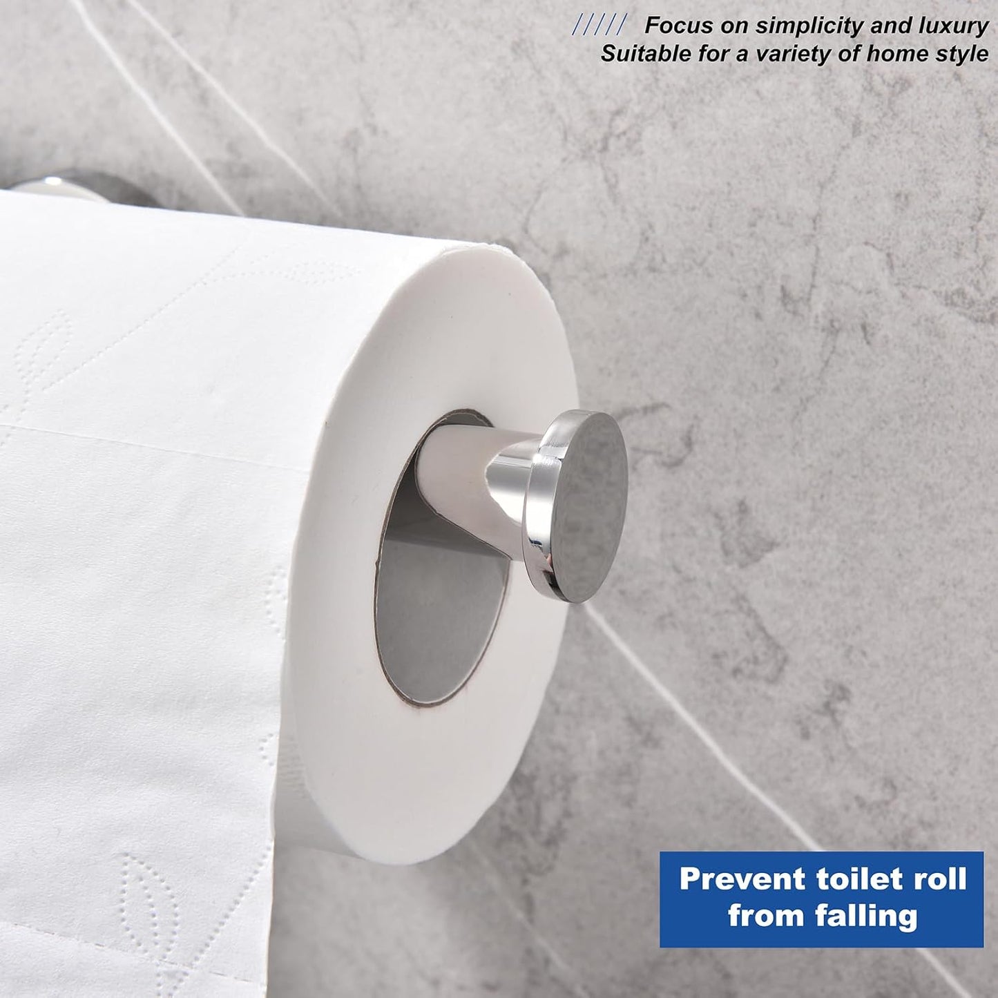 TASTOS Polished Chrome Toilet Paper Holder SUS304 Stainless Steel, Modern Round Tissue Roll Holders