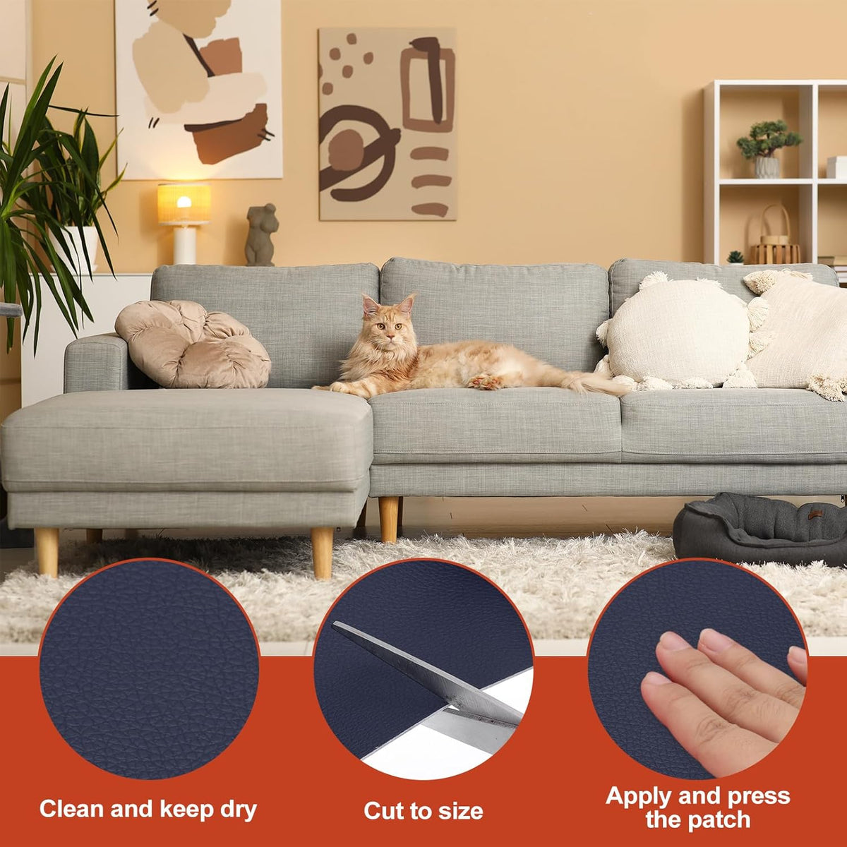 PATIKIL Leather Patches Tape for Furniture, 6.3 x 61 Inch Self Adhesive Vinyl Leather Repair Kit
