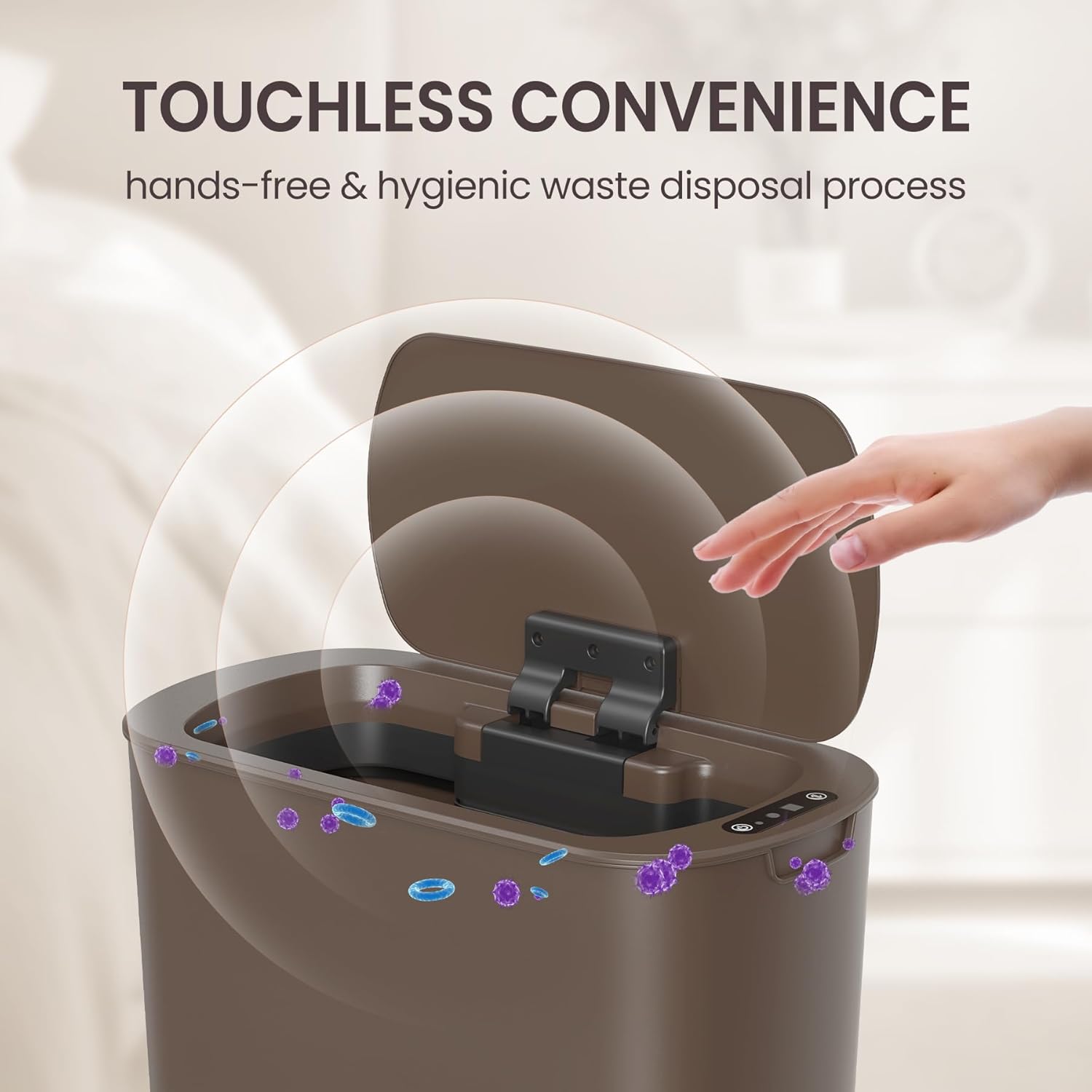 Cesun Motion Sensor Trash Can, 5 Gallon Automatic Bathroom Garbage Can with Lid, Touchless Smart