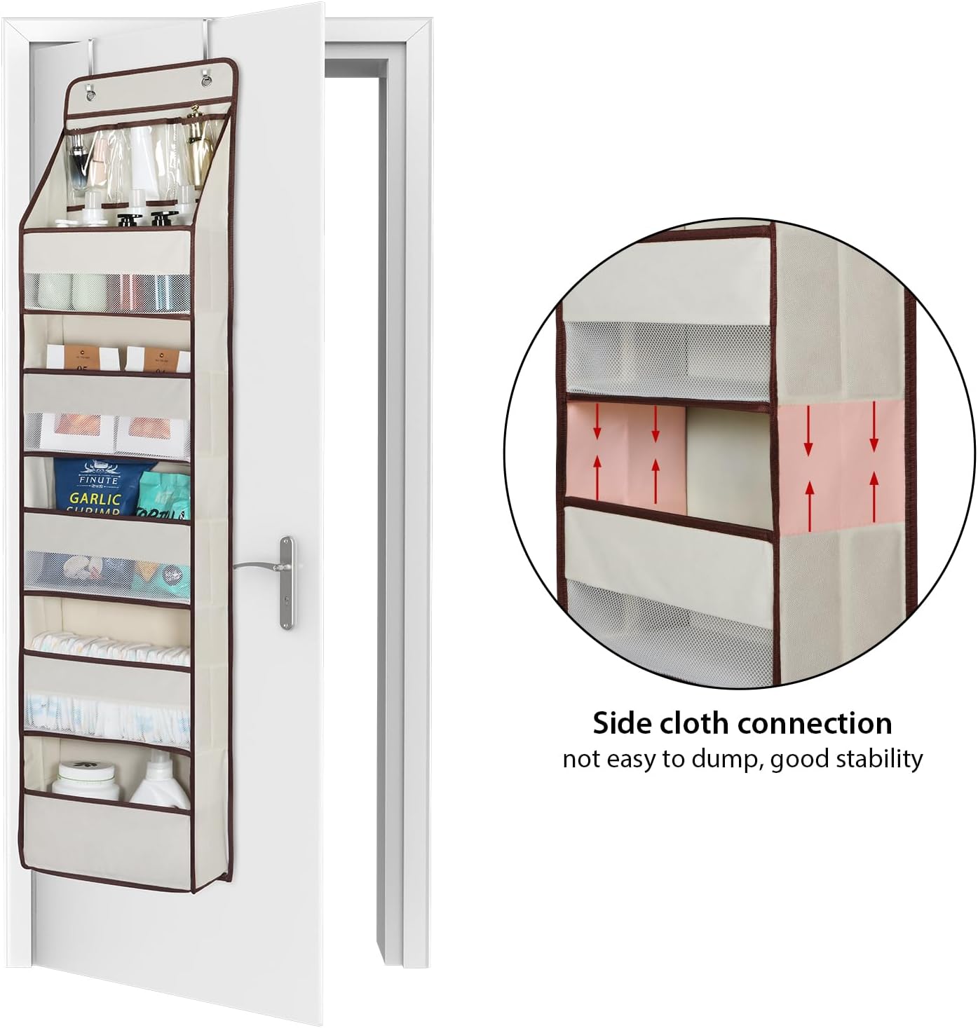 Univivi 6-Shelf Over Door Hanging Organizer Fabric Baby Door Storage with 5 Large Pockets and 3