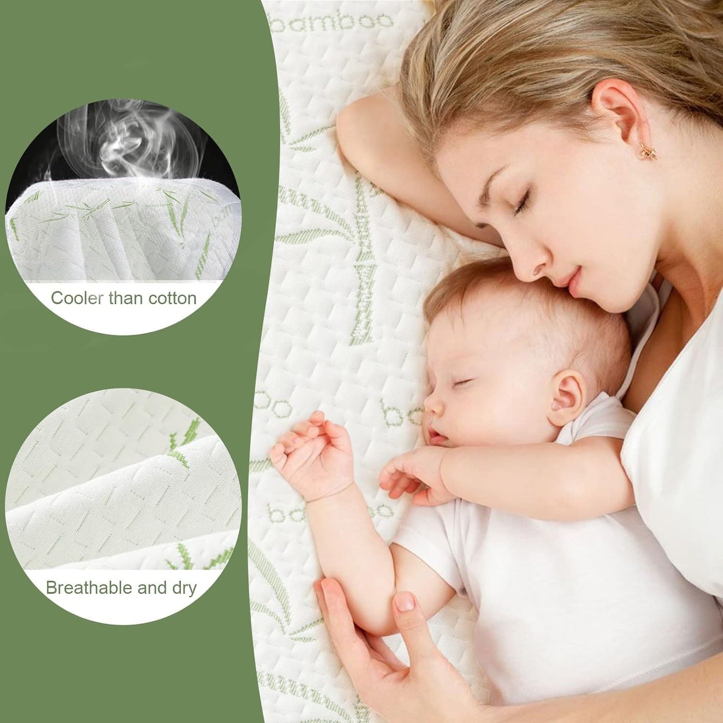 Twin XL Mattress Protector 2 Pack,Waterproof Mattress Pad Washable Bamboo Rayon Mattress Cover