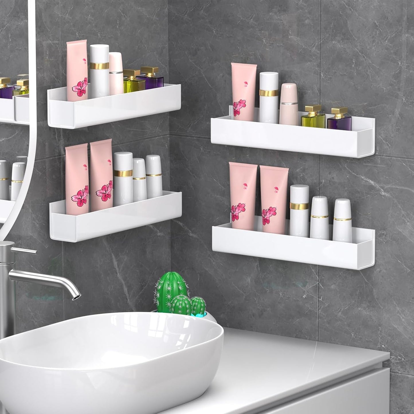 PMMASTO Adhesive Acrylic Spice Rack Organizer for Wall with Nano Double Sided Tape, Spice Shelf