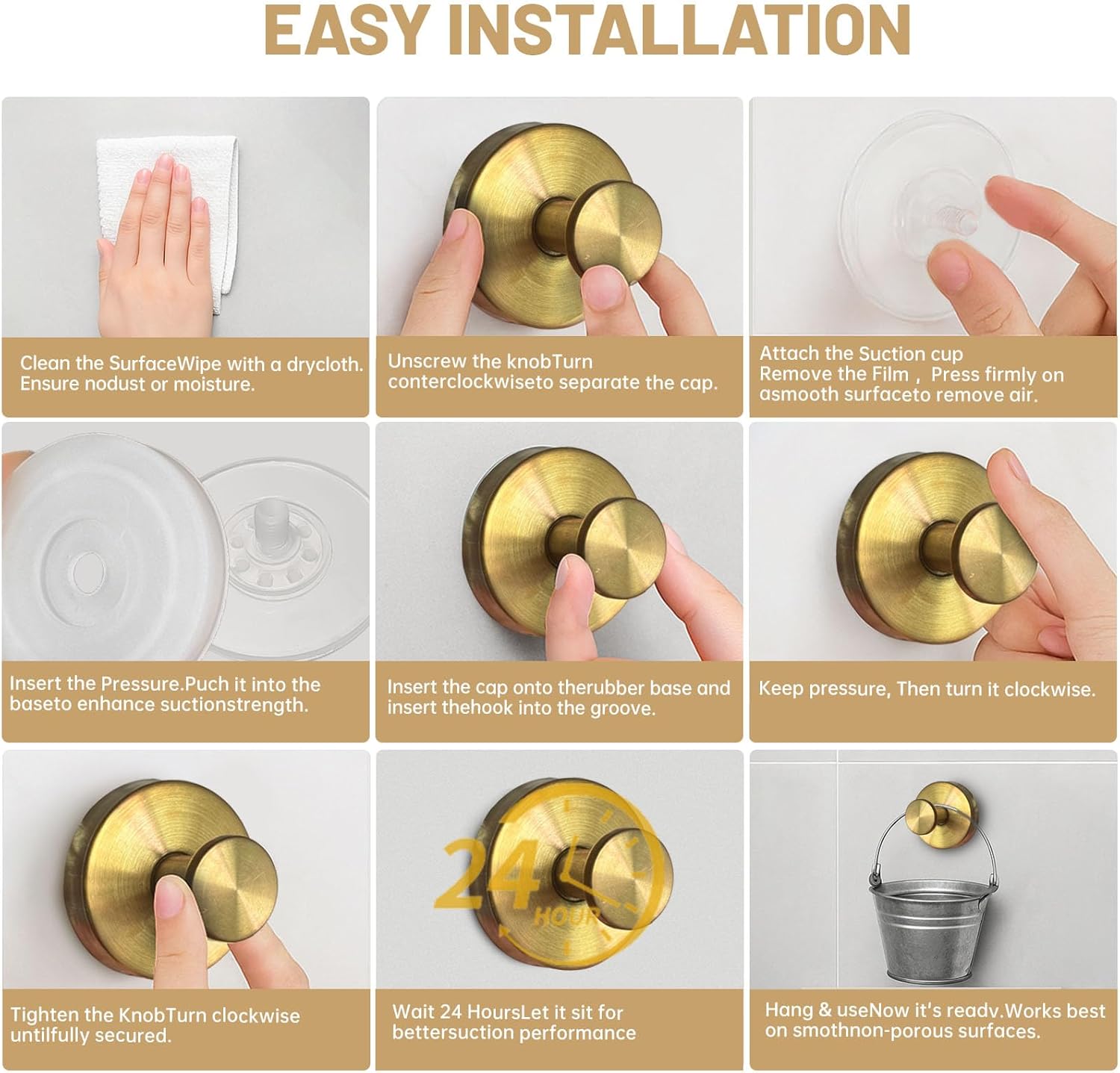 4 Pcs Suction Cup Hooks for Shower，Removable Hooks，Towel Hook，Suction Hook for Bathroom, Bedroom