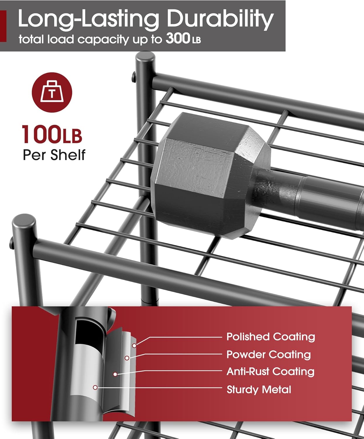 Storage Shelves - 3 Tier Shelf Organizer, Sturdy Metal Garage Shelving with Adjustable Leveling