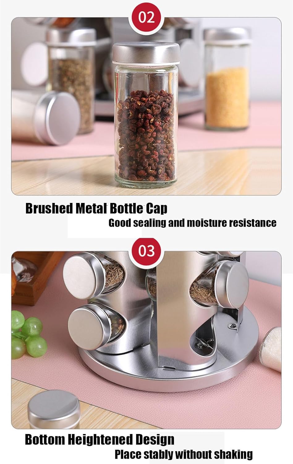 Spice Rack, Spice Rack Organizers for Countertop, Rotating Countertop Spice Rack, Revolving Spice