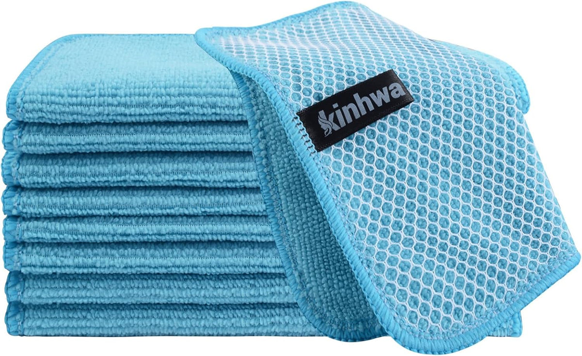 KinHwa Kitchen Washcloths for Dishes Absorbent Microfiber Dish Cloths Quick Dry Dish Rags with Poly