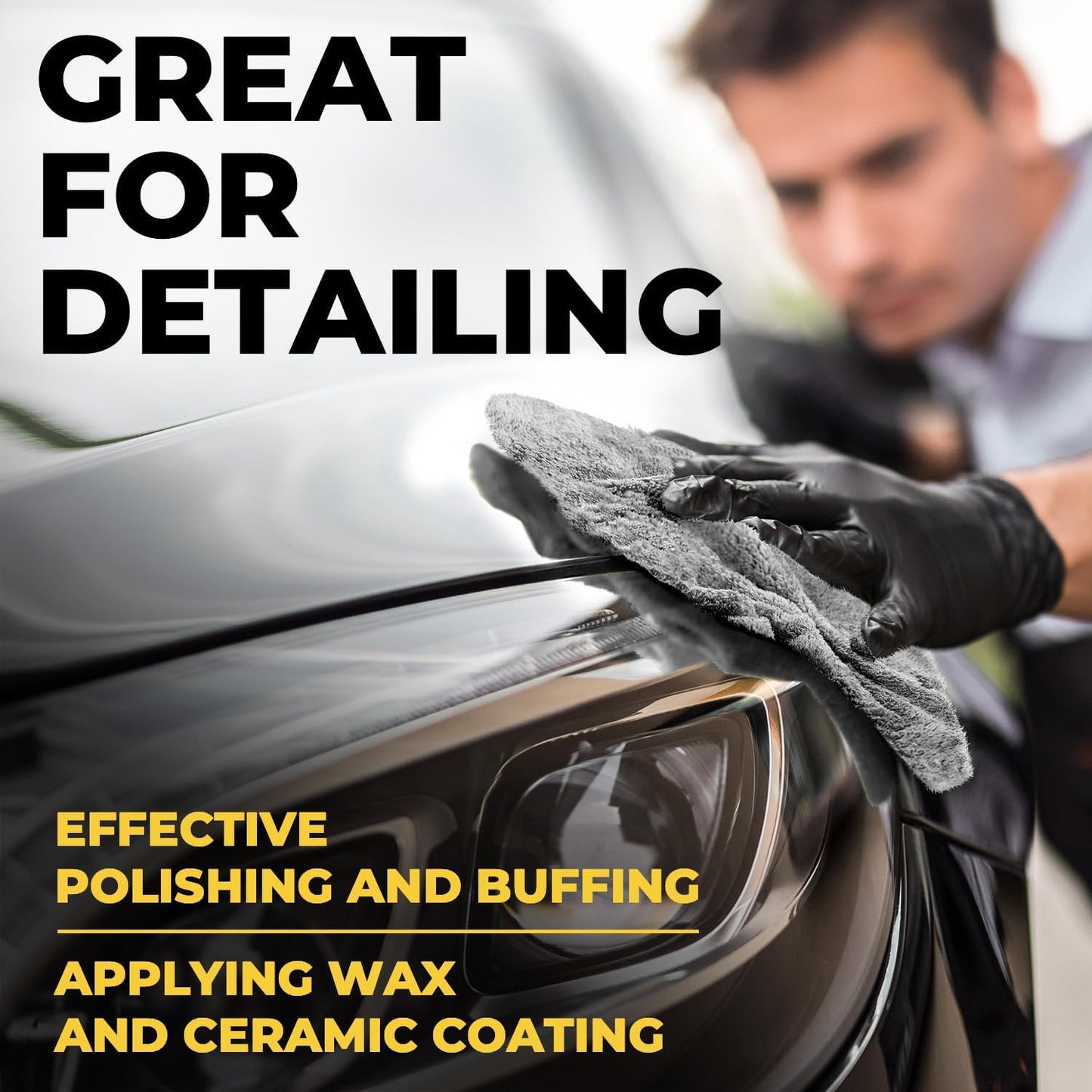 Edgeless Microfiber Towels for Cars – 6pk (12”x12”) - 540 GSM - Super Soft Detailing & Buffing