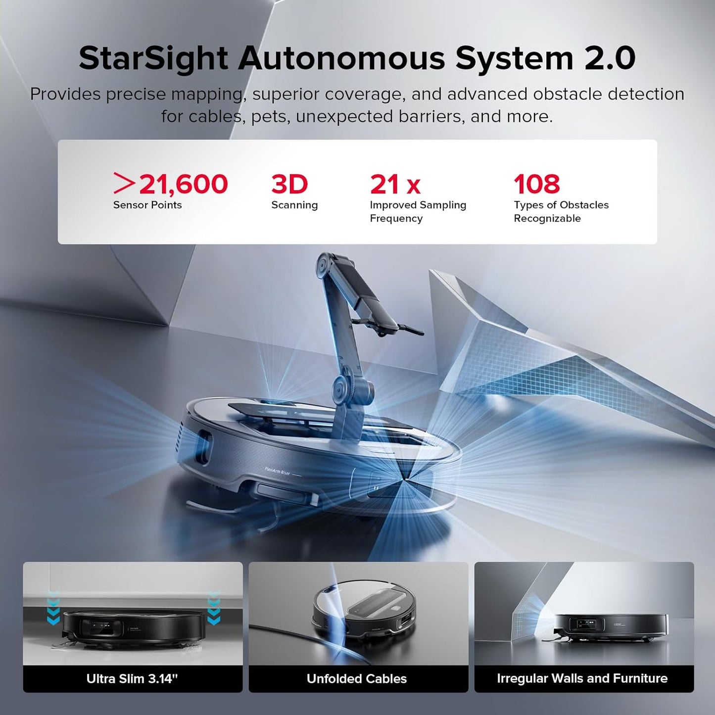 roborock Saros Z70 Robot Vacuum and Mop, OmniGrip Arm, AI-Powered, 22,000Pa Suction, 3.14’’ Ultra