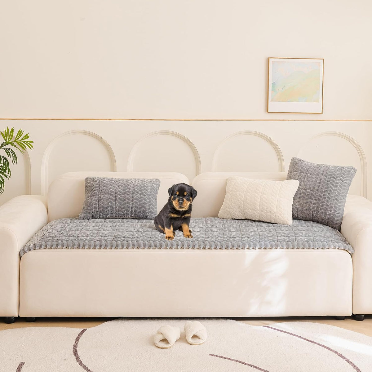 Pet Couch Cover Protector Sofa Covers for Pets Washable Non Slip Couches and Sofas Dog Mat (Grey